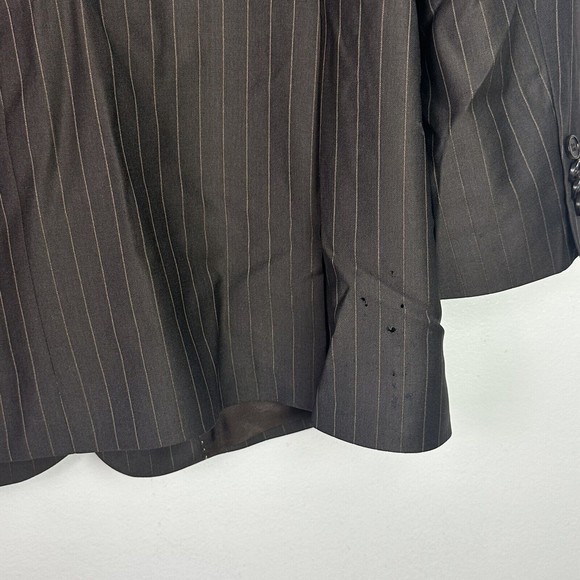 Galante Uomo Super 120s Wool Blazer 46L Brown Stripe Blazer Coat Jacket - Picture 8 of 13